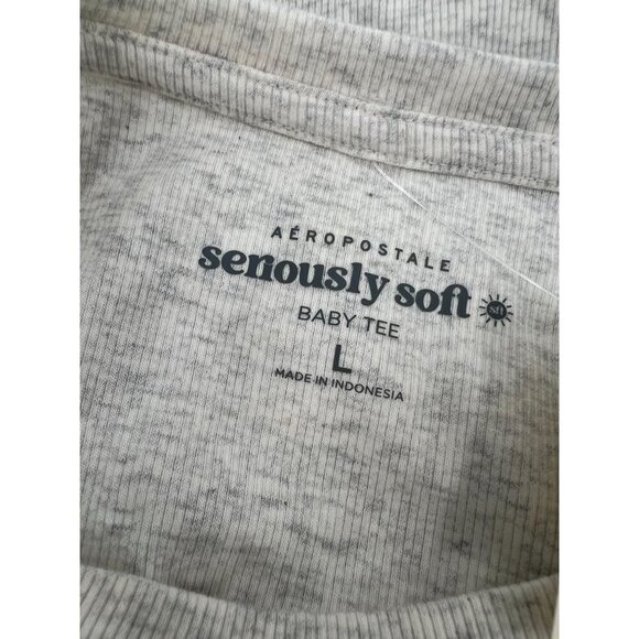 Aeropostale Seriously Soft Baby Tee L Beige Pink Embroidered Cowboy Boot Graphic - Picture 6 of 11